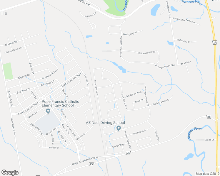 map of restaurants, bars, coffee shops, grocery stores, and more near 382 Woodgate Pines Drive in Vaughan