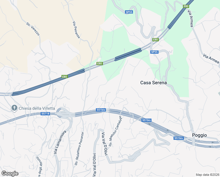 map of restaurants, bars, coffee shops, grocery stores, and more near 185 Via Val D'Olivi in Provincia di Imperia
