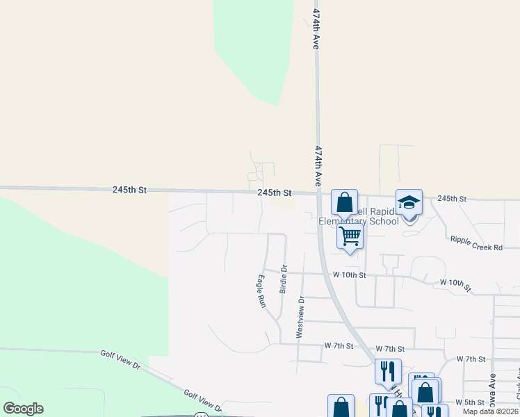 map of restaurants, bars, coffee shops, grocery stores, and more near 903 15th Street in Dell Rapids
