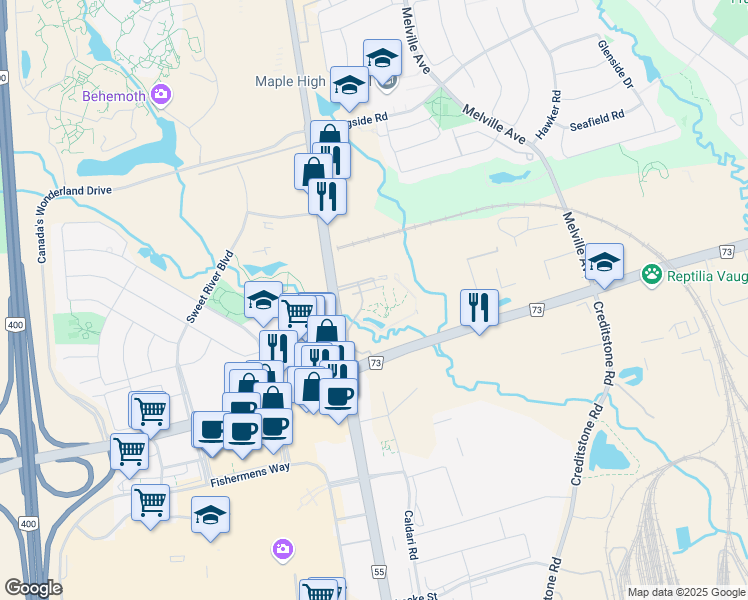 map of restaurants, bars, coffee shops, grocery stores, and more near 9245 Jane Street in Vaughan
