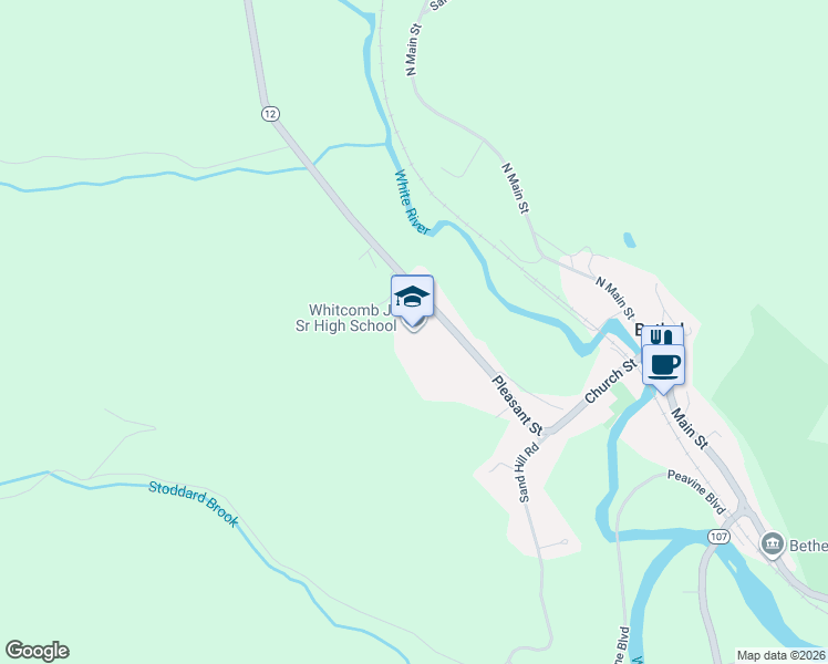 map of restaurants, bars, coffee shops, grocery stores, and more near 273 Pleasant Street in Bethel