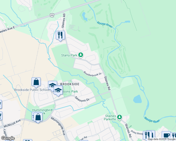 map of restaurants, bars, coffee shops, grocery stores, and more near in Toronto