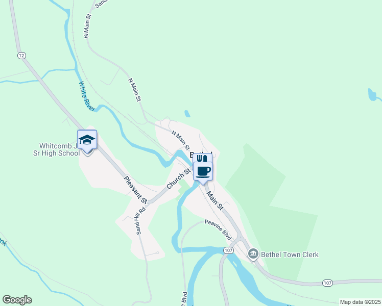 map of restaurants, bars, coffee shops, grocery stores, and more near in Bethel