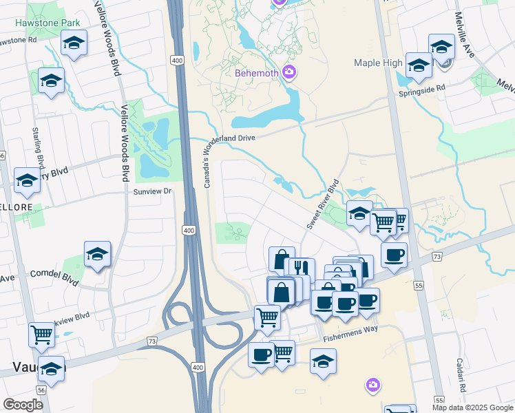 map of restaurants, bars, coffee shops, grocery stores, and more near 88 Casabel Drive in Vaughan