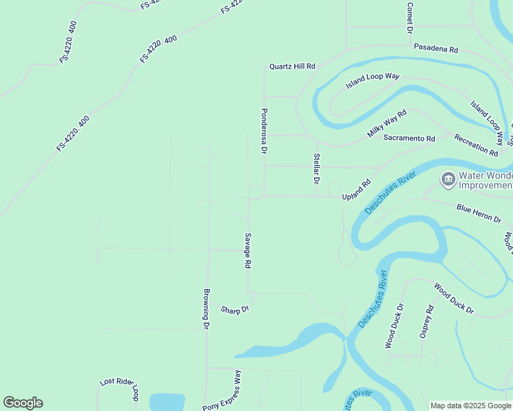 map of restaurants, bars, coffee shops, grocery stores, and more near 16927 Upland Road in Bend