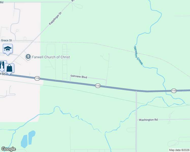 map of restaurants, bars, coffee shops, grocery stores, and more near 37 Fairview Boulevard in Farwell