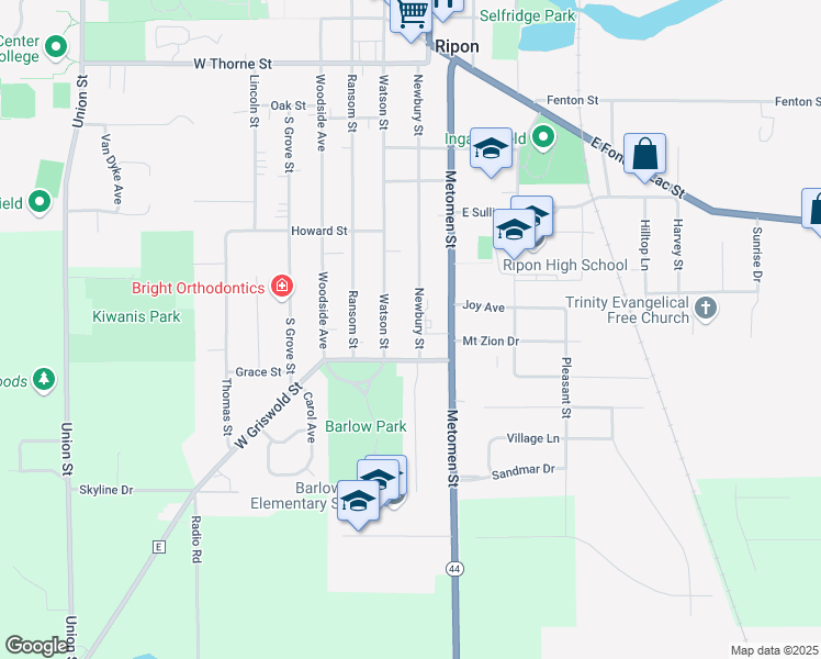 map of restaurants, bars, coffee shops, grocery stores, and more near 938 Newbury Street in Ripon