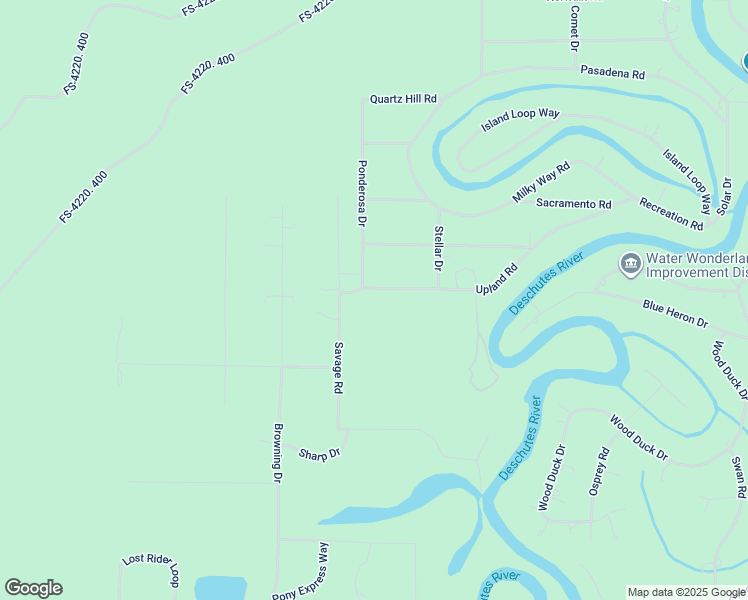 map of restaurants, bars, coffee shops, grocery stores, and more near 16927 Upland Road in Bend