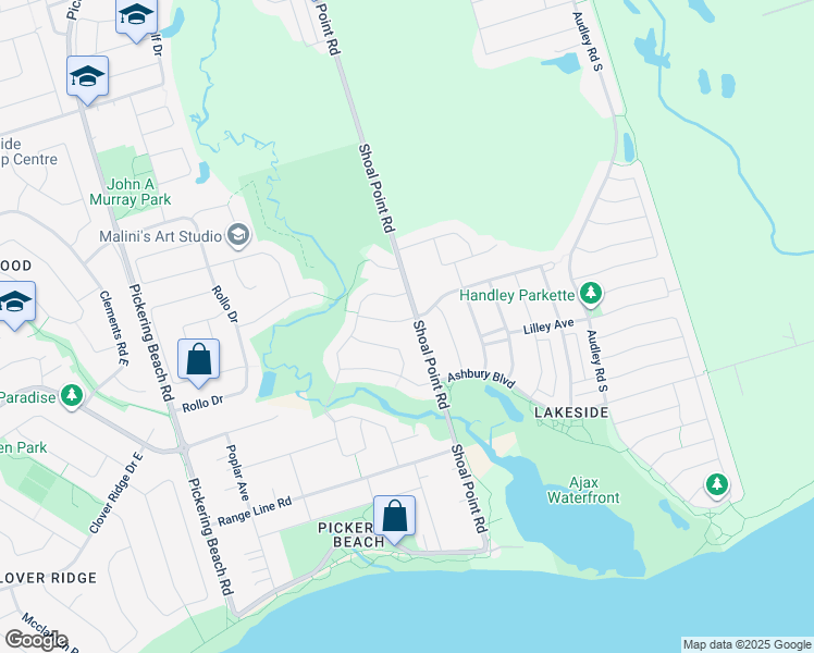 map of restaurants, bars, coffee shops, grocery stores, and more near 4 Hillman Drive in Ajax
