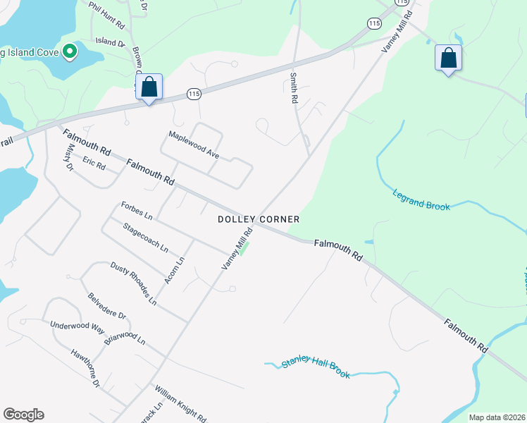 map of restaurants, bars, coffee shops, grocery stores, and more near 205 Varney Mill Road in Windham