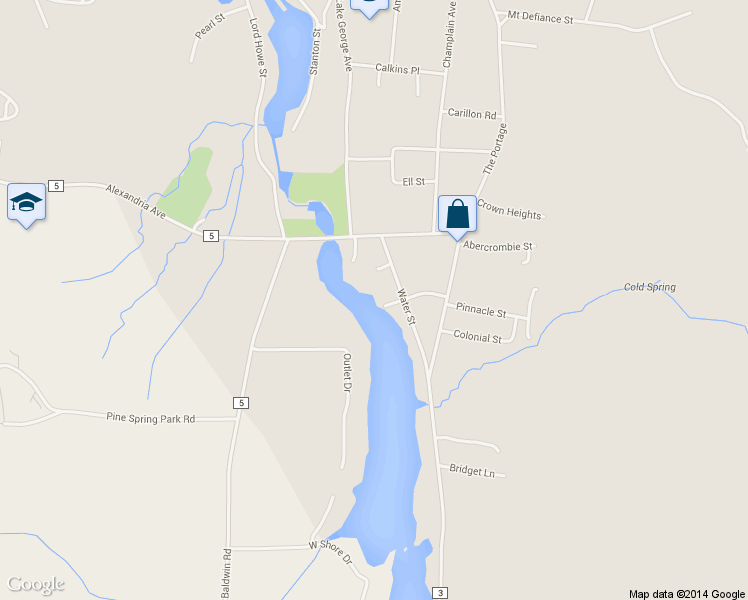 map of restaurants, bars, coffee shops, grocery stores, and more near 1 Tin Pan Alley in Ticonderoga