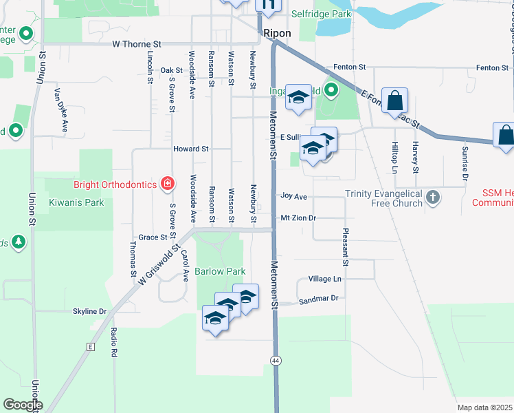 map of restaurants, bars, coffee shops, grocery stores, and more near 938 Newbury Street in Ripon