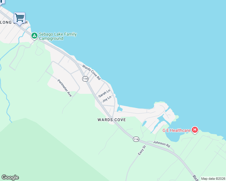 map of restaurants, bars, coffee shops, grocery stores, and more near 39 Wards Cove Road in Standish