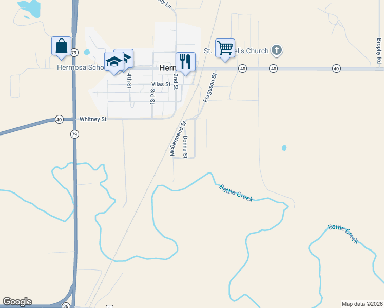 map of restaurants, bars, coffee shops, grocery stores, and more near Ferguson St in Hermosa