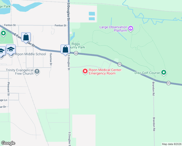 map of restaurants, bars, coffee shops, grocery stores, and more near 835 Parkside Street in Ripon