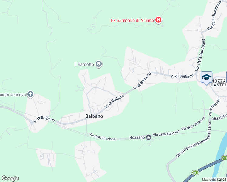 map of restaurants, bars, coffee shops, grocery stores, and more near 86 Via delle Corti in Lucca