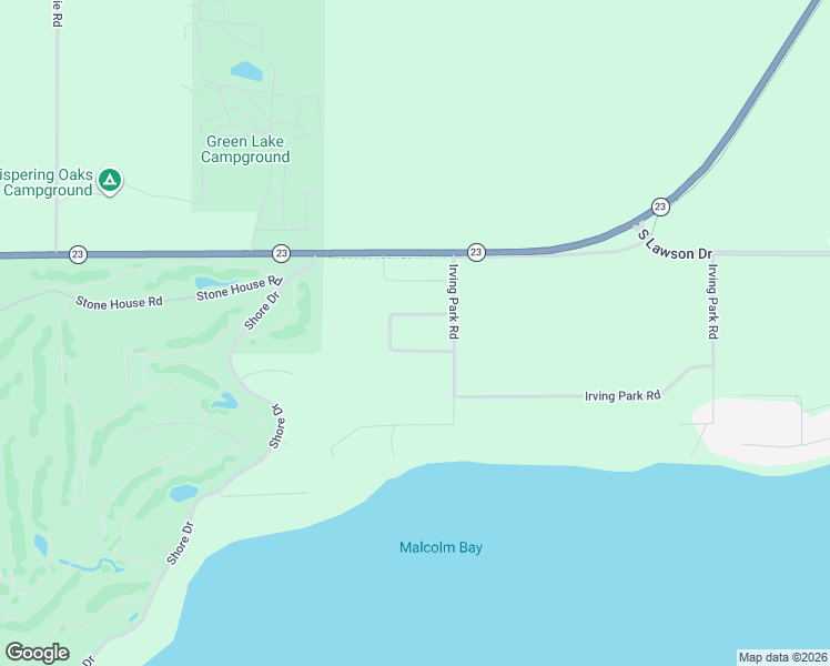 map of restaurants, bars, coffee shops, grocery stores, and more near W2223 Ledgeview Road in Green Lake