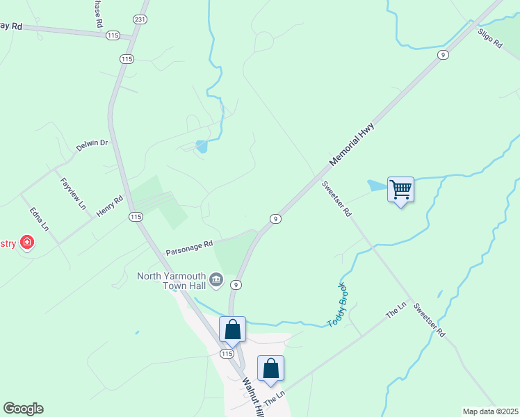 map of restaurants, bars, coffee shops, grocery stores, and more near 120 Memorial Highway in North Yarmouth