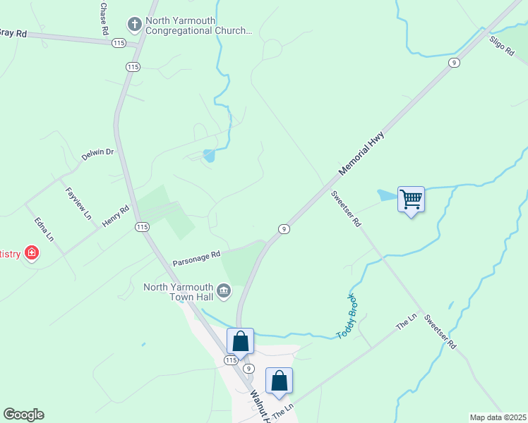 map of restaurants, bars, coffee shops, grocery stores, and more near 120 Memorial Highway in North Yarmouth