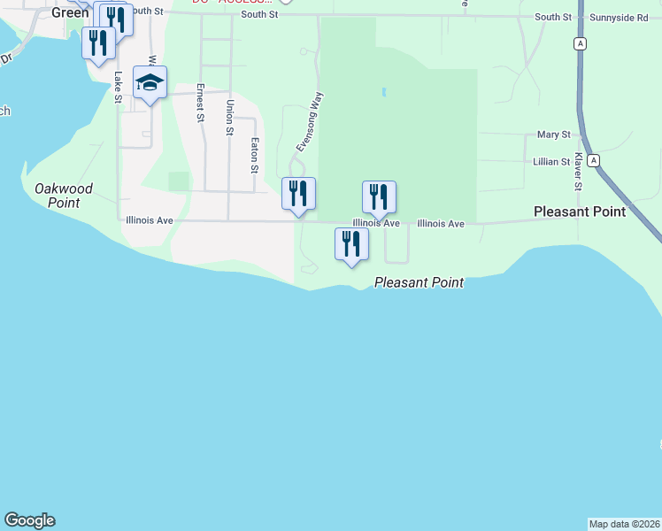 map of restaurants, bars, coffee shops, grocery stores, and more near 643 Illinois Avenue in Green Lake