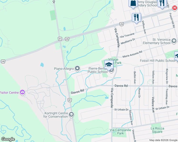 map of restaurants, bars, coffee shops, grocery stores, and more near 36 Via Teodoro in Vaughan