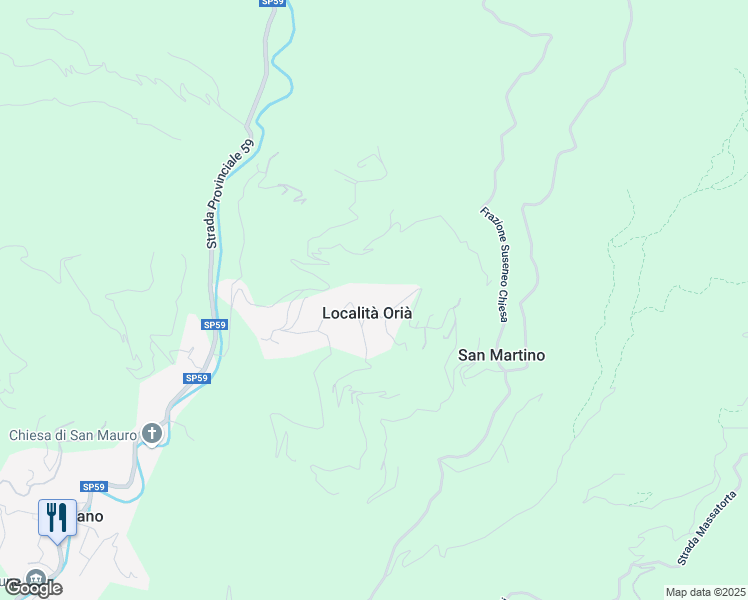 map of restaurants, bars, coffee shops, grocery stores, and more near 29 Strada Oria in Provincia di Imperia