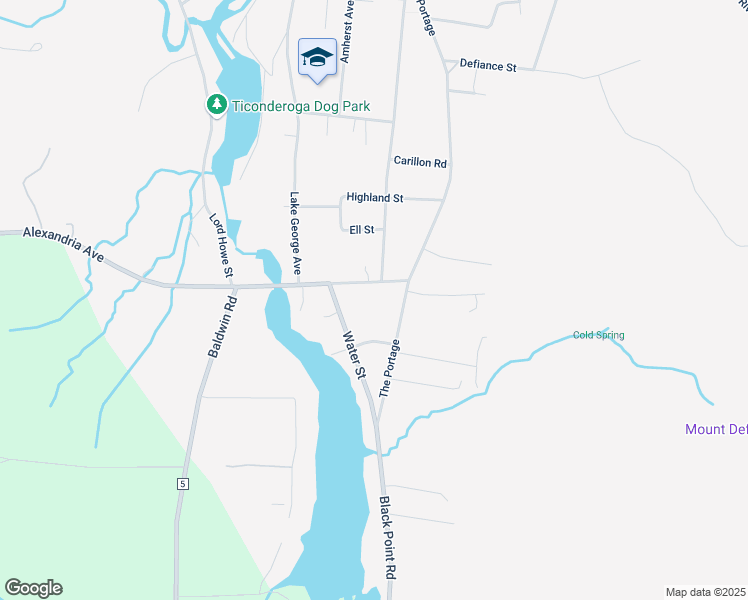 map of restaurants, bars, coffee shops, grocery stores, and more near 310 Alexandria Avenue in Ticonderoga