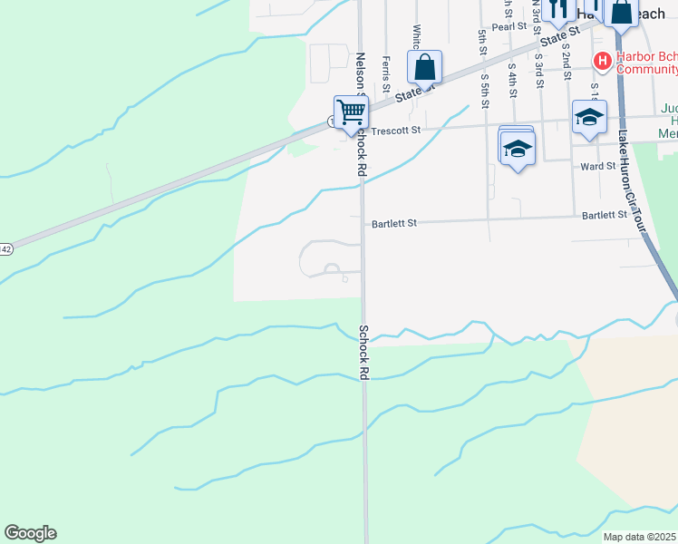 map of restaurants, bars, coffee shops, grocery stores, and more near 645 Harbor House Court in Harbor Beach