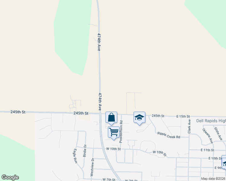 map of restaurants, bars, coffee shops, grocery stores, and more near in Dell Rapids