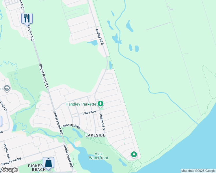 map of restaurants, bars, coffee shops, grocery stores, and more near in Ajax