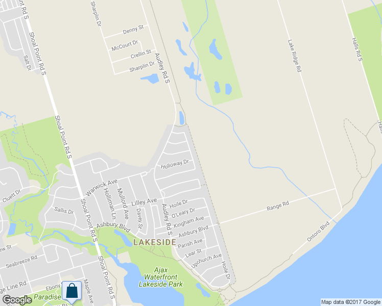 map of restaurants, bars, coffee shops, grocery stores, and more near 34 Moynahan Crescent in Ajax