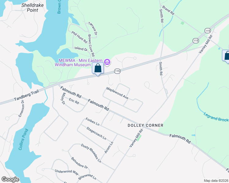 map of restaurants, bars, coffee shops, grocery stores, and more near 22 Maplewood Avenue in Windham