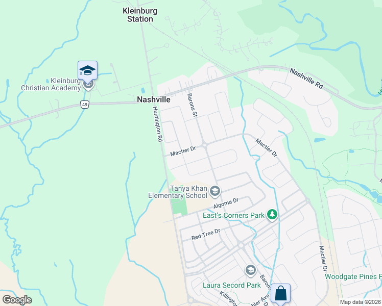 map of restaurants, bars, coffee shops, grocery stores, and more near 560 Mactier Dr in Vaughan