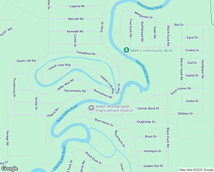 map of restaurants, bars, coffee shops, grocery stores, and more near 17199 Island Loop Way in Bend