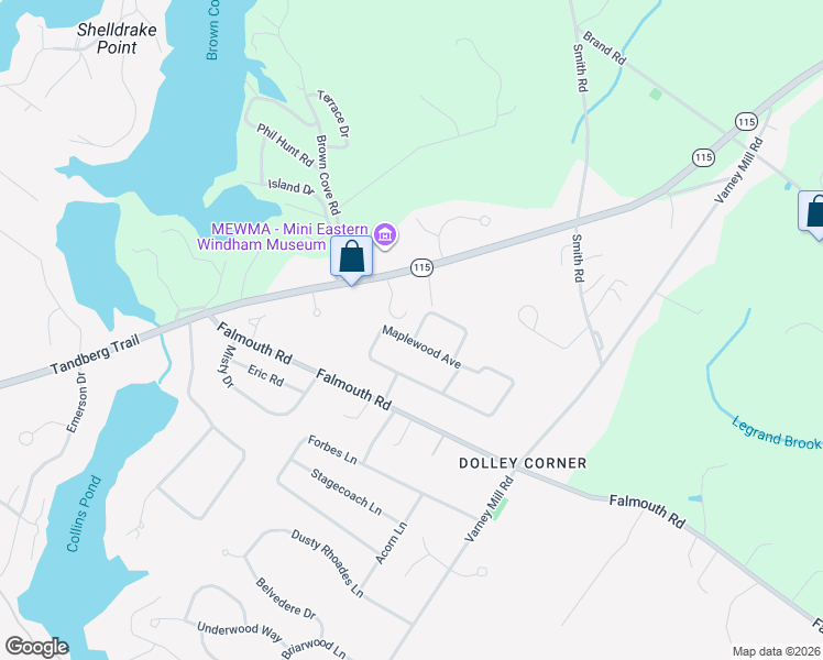 map of restaurants, bars, coffee shops, grocery stores, and more near 22 Maplewood Avenue in Windham
