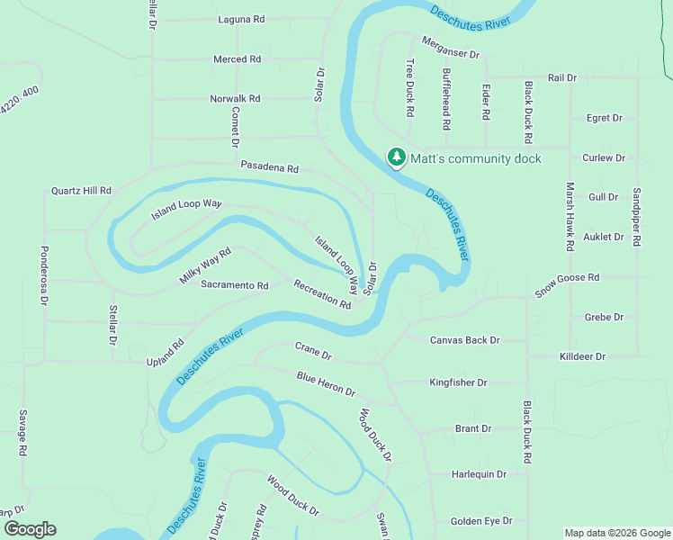 map of restaurants, bars, coffee shops, grocery stores, and more near 17199 Island Loop Way in Bend