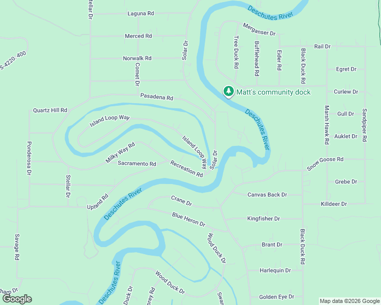 map of restaurants, bars, coffee shops, grocery stores, and more near 17199 Island Loop Way in Bend