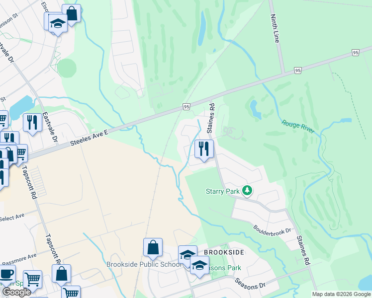 map of restaurants, bars, coffee shops, grocery stores, and more near in Toronto