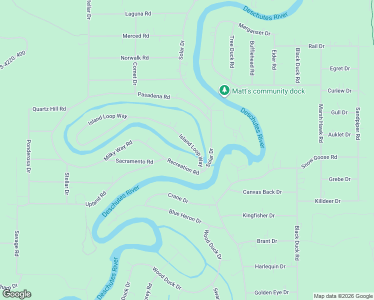 map of restaurants, bars, coffee shops, grocery stores, and more near 17199 Island Loop Way in Bend