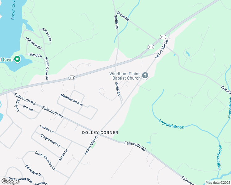 map of restaurants, bars, coffee shops, grocery stores, and more near 1 Baxter Woods Trail in Windham