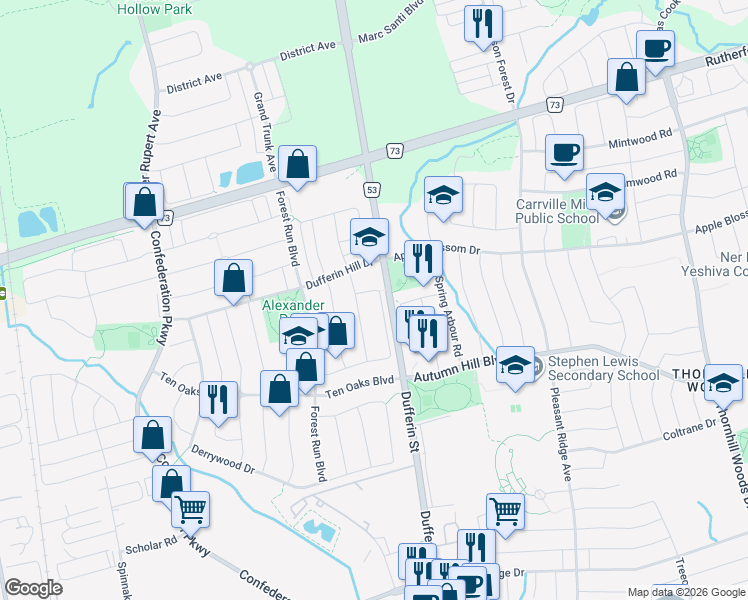 map of restaurants, bars, coffee shops, grocery stores, and more near in 