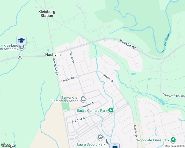 map of restaurants, bars, coffee shops, grocery stores, and more near 460 Mactier Drive in Vaughan