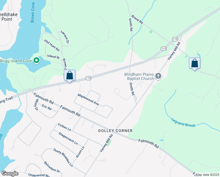 map of restaurants, bars, coffee shops, grocery stores, and more near 235 Tandberg Trail in Windham