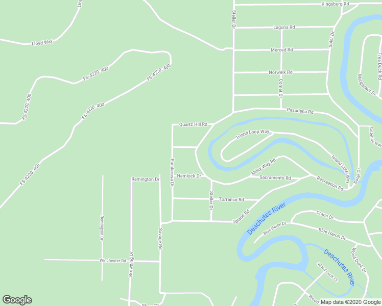map of restaurants, bars, coffee shops, grocery stores, and more near 56135 Stellar Drive in Bend