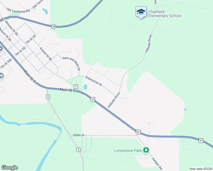 map of restaurants, bars, coffee shops, grocery stores, and more near 1534 Industrial Drive in Chatfield