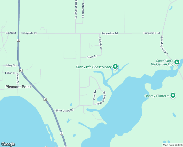 map of restaurants, bars, coffee shops, grocery stores, and more near 721 Silver Creek Road in Green Lake