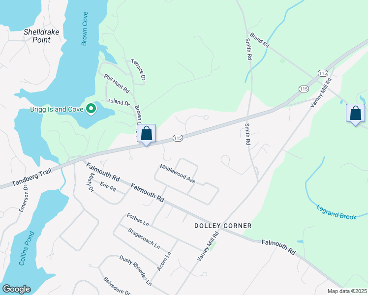 map of restaurants, bars, coffee shops, grocery stores, and more near 219 Tandberg Trail in Windham