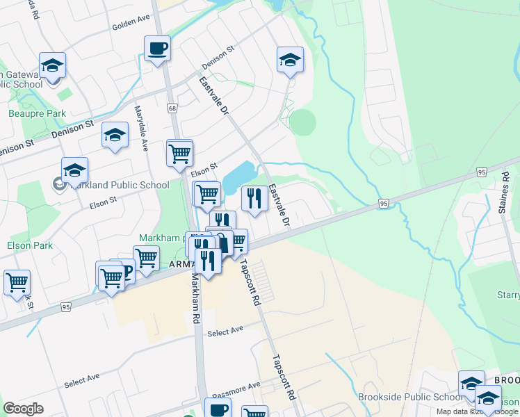 map of restaurants, bars, coffee shops, grocery stores, and more near 179 Billingsley Crescent in Markham