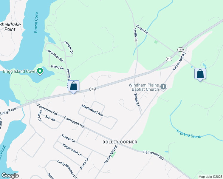 map of restaurants, bars, coffee shops, grocery stores, and more near 235 Tandberg Trail in Windham