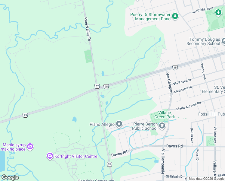 map of restaurants, bars, coffee shops, grocery stores, and more near 99 Archambault Way in Vaughan